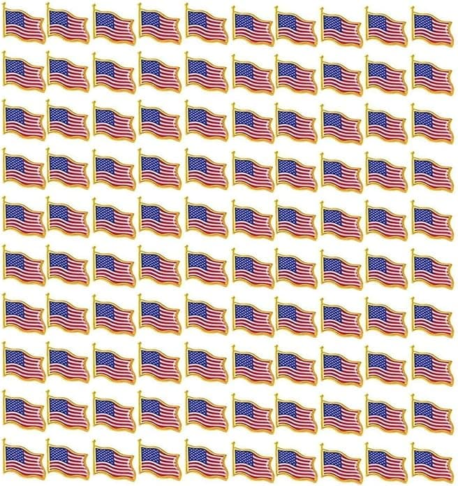 100 American Flag Lapel Pins